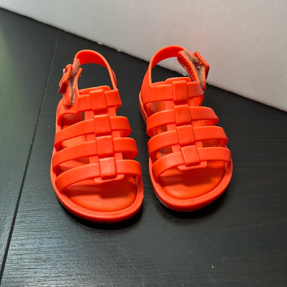 Mini Melissa Orange Jelly-Style Velcro Sandals - Size 5c - GUC